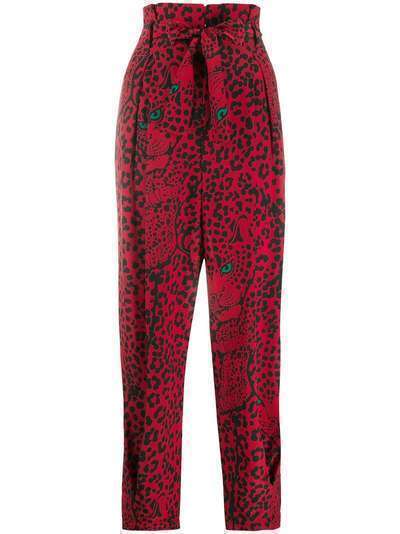 RedValentino брюки с завышенной талией и леопардовым принтом