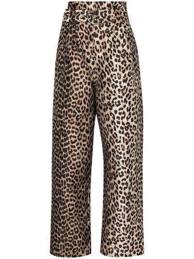 GANNI жаккардовые брюки с леопардовым принтом
