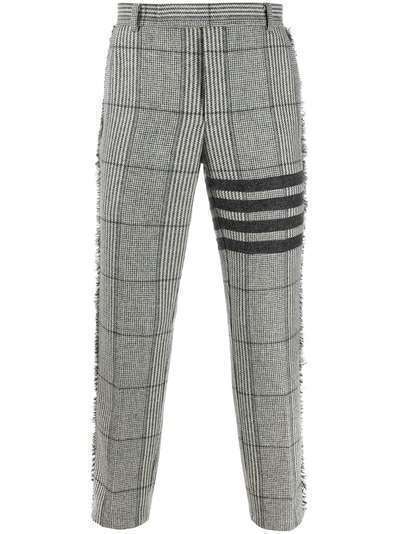 Thom Browne клетчатые брюки чинос с бахромой и полосками 4-Bar