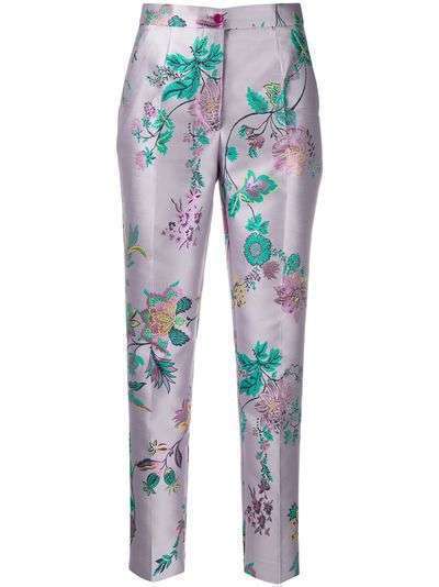 Etro зауженные брюки с цветочным принтом