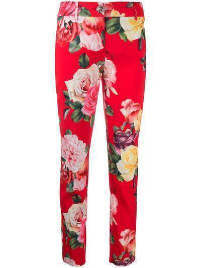 Philipp Plein прямые брюки с цветочным принтом