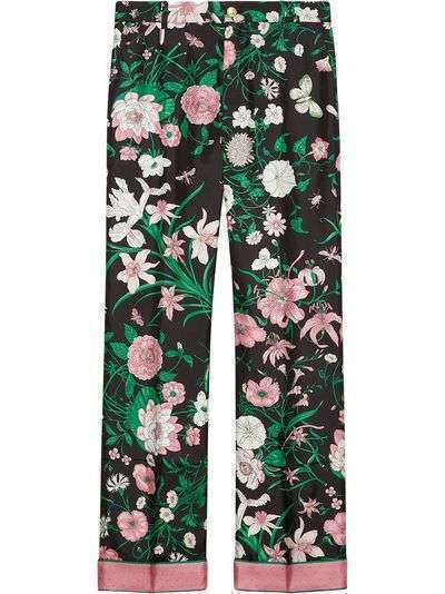 Gucci брюки с цветочным принтом