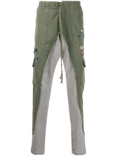 Greg Lauren брюки карго с контрастными вставками
