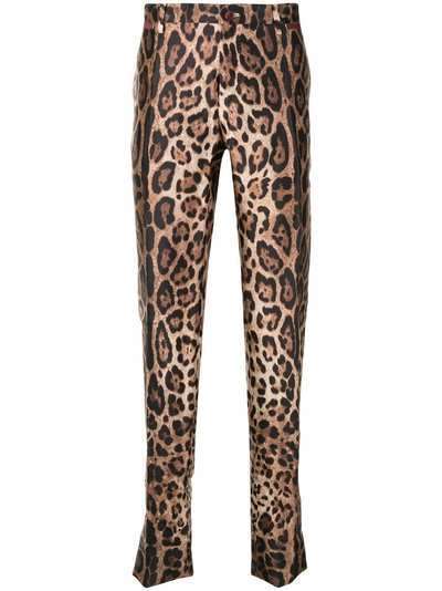 Dolce & Gabbana узкие брюки с леопардовым принтом