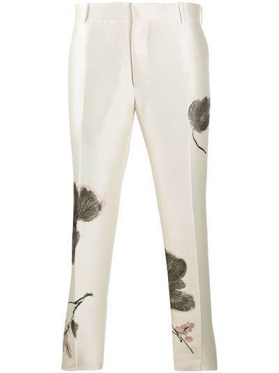 Alexander McQueen брюки строгого кроя с цветочным принтом