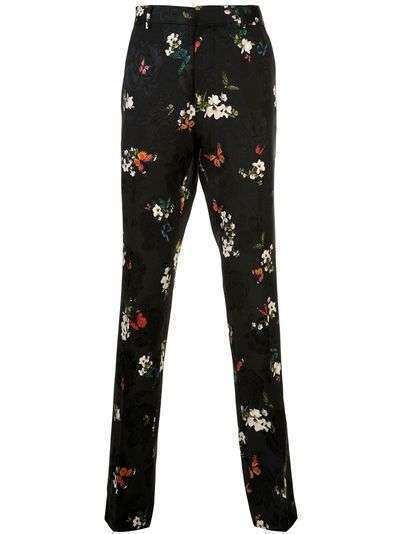 AMIRI брюки со складками и цветочным принтом