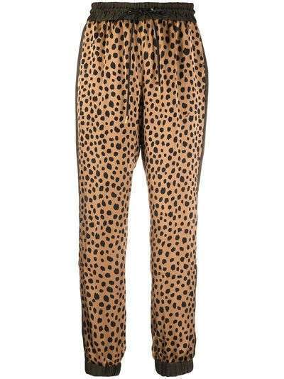 Sacai брюки с кулиской и леопардовым принтом