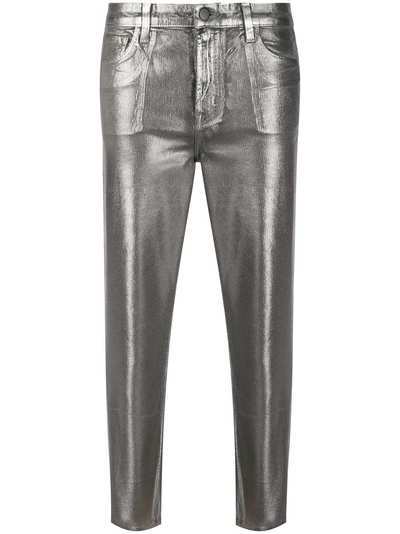 J Brand укороченные брюки с эффектом металлик