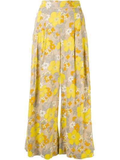Veronica Beard укороченные расклешенные брюки с цветочным принтом