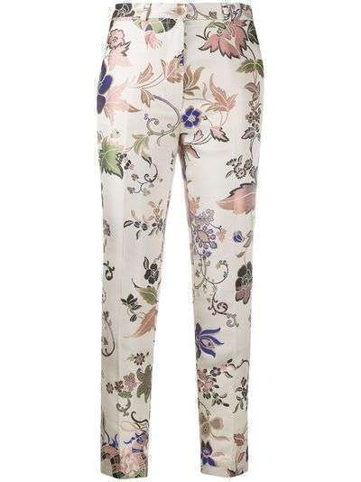 Etro жаккардовые укороченные брюки с цветочным узором