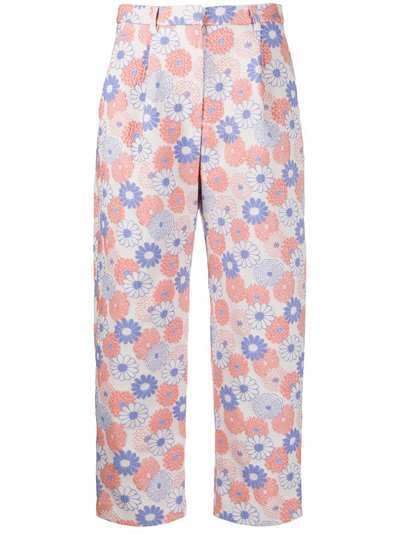 Kenzo укороченные брюки с цветочной вышивкой