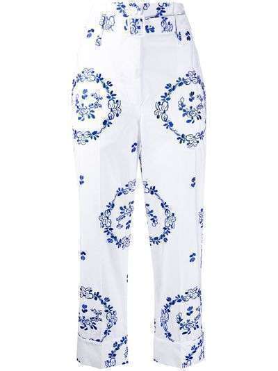 Simone Rocha укороченные брюки с цветочной вышивкой