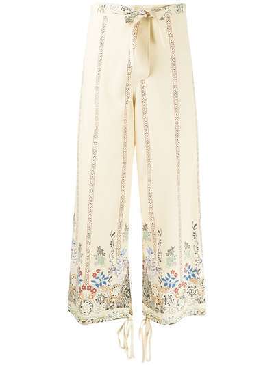 Etro брюки широкого кроя с цветочным принтом