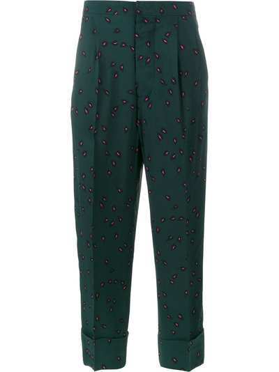 Marni укороченные брюки с лиственным принтом