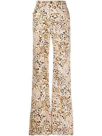 Etro расклешенные джинсы с цветочным принтом