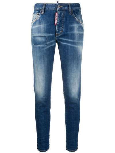 Dsquared2 укороченные джинсы скинни с эффектом потертости