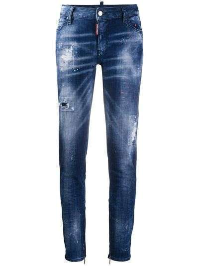 Dsquared2 зауженные джинсы с эффектом потертости