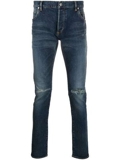 Balmain джинсы с эффектом потертости и нашивкой-логотипом