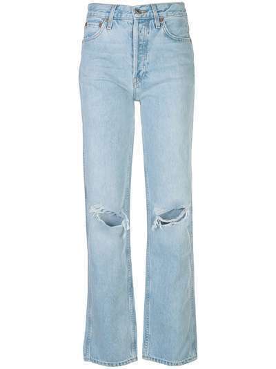 RE/DONE прямые джинсы с эффектом потертости и завышенной талией