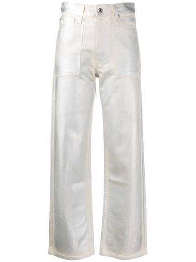 Helmut Lang джинсы прямого кроя с эффектом металлик