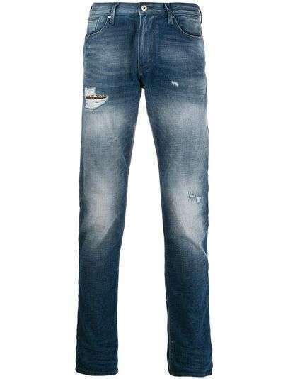 Emporio Armani джинсы с эффектом потертости