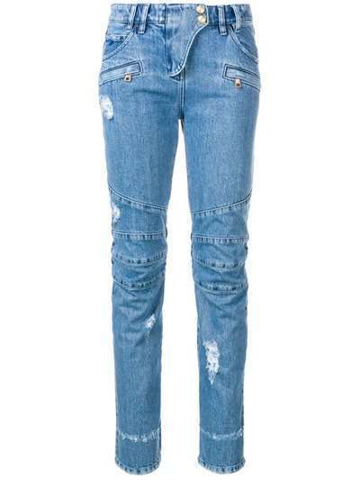 Balmain джинсы в байкерском стиле с прорезями