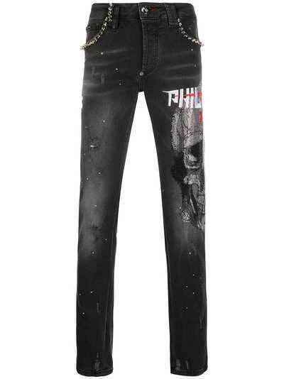Philipp Plein прямые джинсы с декором Skull