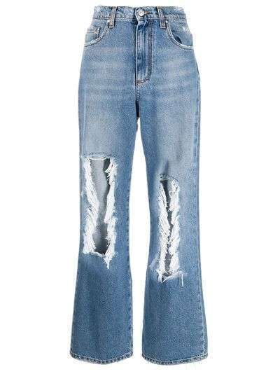 MSGM прямые джинсы с эффектом потертости