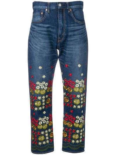 Junya Watanabe джинсы с цветочной вышивкой