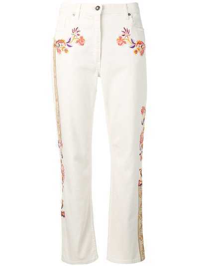 Etro прямые джинсы с цветочной вышивкой