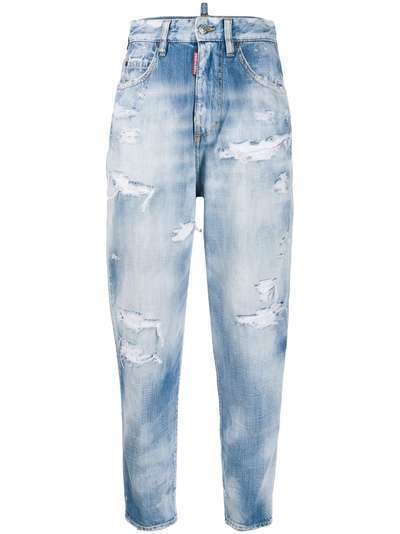 Dsquared2 джинсы с завышенной талией и эффектом потертости