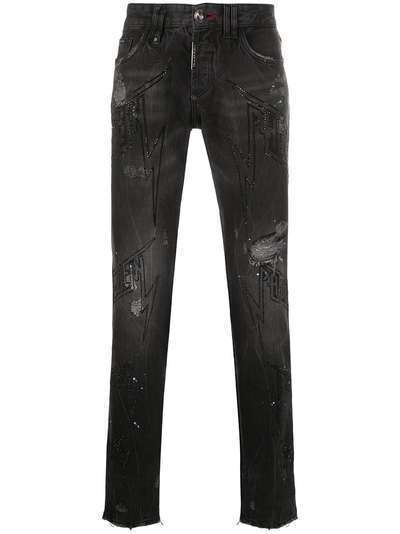 Philipp Plein декорированные джинсы прямого кроя