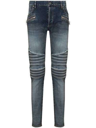 Balmain узкие джинсы с отделкой в рубчик