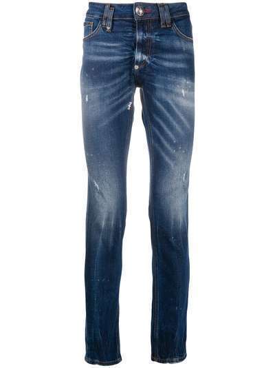 Philipp Plein узкие джинсы с эффектом потертости