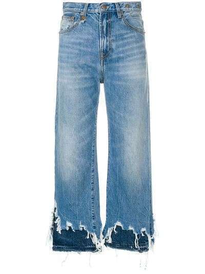 R13 укороченные джинсы с потертой отделкой