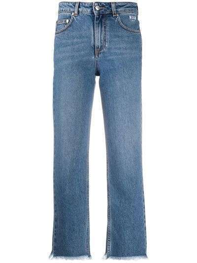 MSGM укороченные джинсы с бахромой