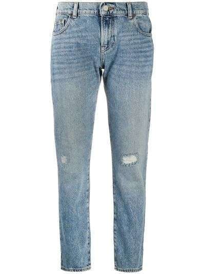 Emporio Armani укороченные джинсы с эффектом потертости