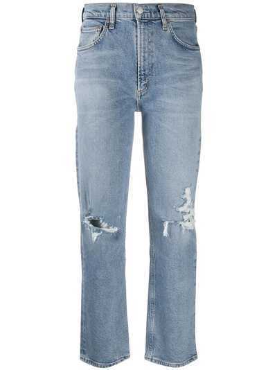 AGOLDE укороченные джинсы с эффектом потертости