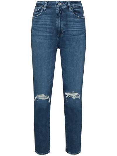 PAIGE укороченные джинсы Sarah с эффектом потертости
