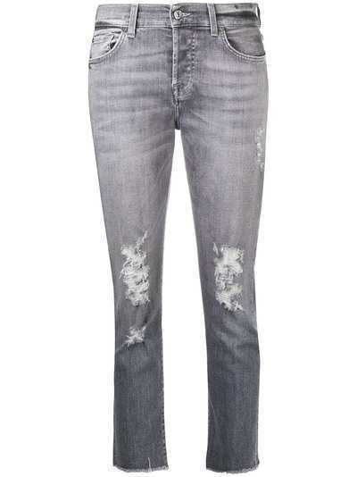 7 For All Mankind укороченные джинсы с эффектом потертости