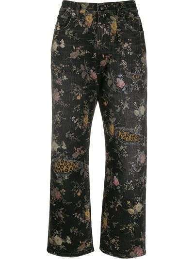 R13 джинсы с цветочным принтом