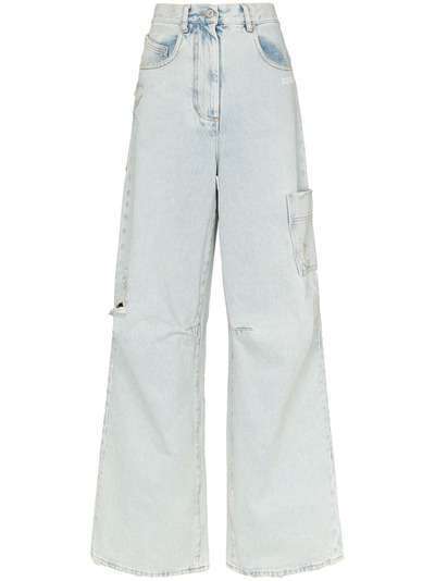 Off-White джинсы с эффектом потертости