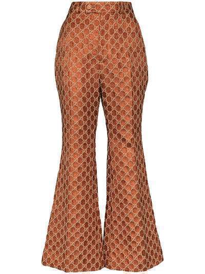 Gucci жаккардовые расклешенные брюки с монограммой
