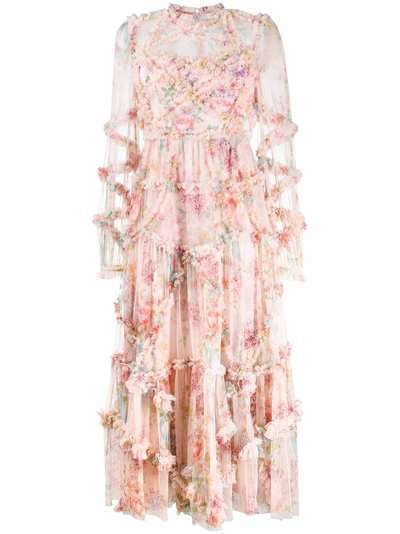 Needle & Thread платье с оборками и цветочным принтом
