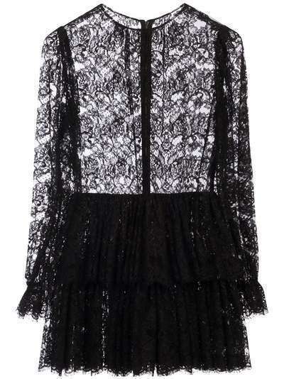 Dolce & Gabbana ярусное платье мини с цветочным кружевом