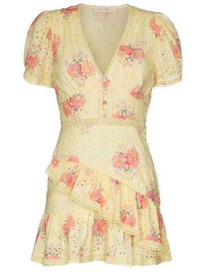 LoveShackFancy платье Bea с английской вышивкой и цветочным принтом