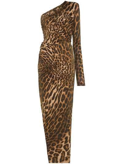 Alexandre Vauthier платье на одно плечо с леопардовым принтом