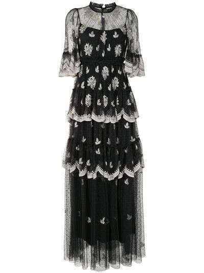 Needle & Thread ярусное платье с цветочным кружевом