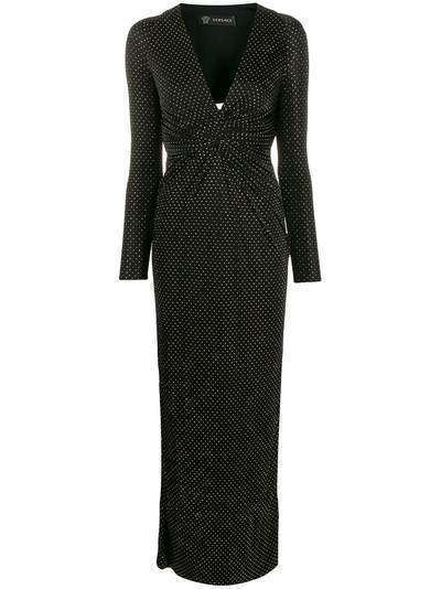 Versace длинное платье с заклепками