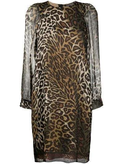 Luisa Cerano полупрозрачное платье с леопардовым принтом